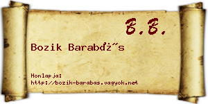 Bozik Barabás névjegykártya